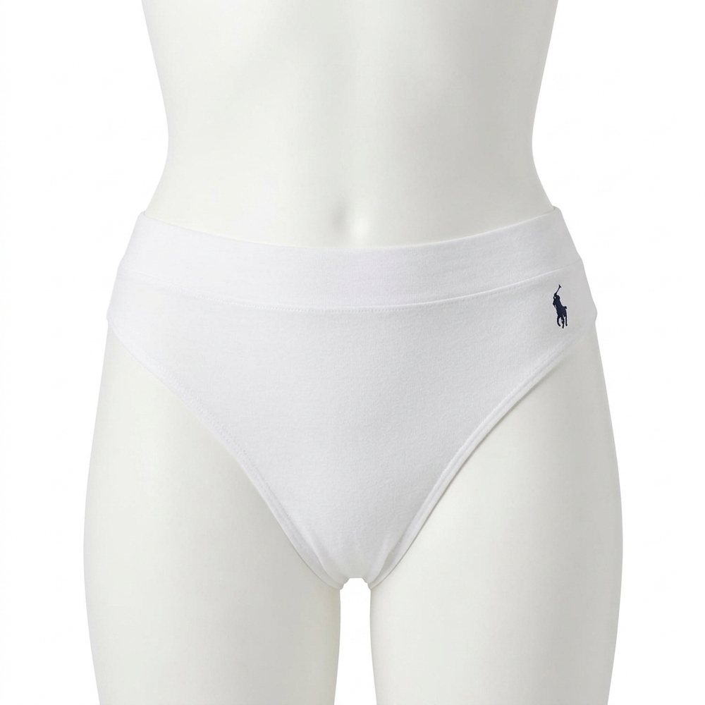 NEW POLO RALPH LAUREN high-rise high-cut organic cotton brief in white cloud